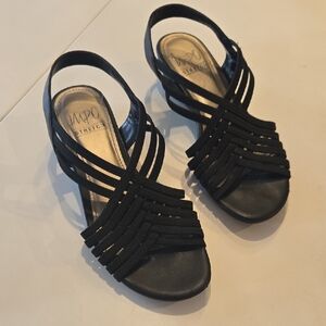 Impo Black Strappy Slingback Heeled Sandals